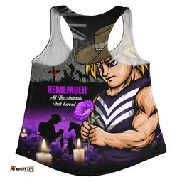 Fremantle Women Racerback Singlet Anzac Day In Memory Of Animals That Served