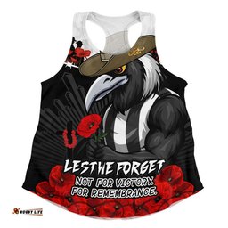 Collingwood Women Racerback Singlet ANZAC Day Not For Victory For Remembrance