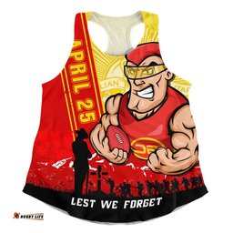 Gold Coast SUNS Women Racerback Singlet Anzac Day Lest We Forget Memorial