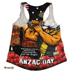 Richmond Women Racerback Singlet Anzac Day Dawn Of Courage Eternal Tribute