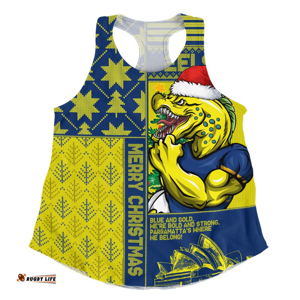 Parramatta Eels Women Racerback Singlet Christmas Magic Knit Style Winter Glow