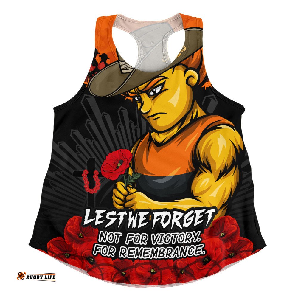 GWS GIANTS Women Racerback Singlet ANZAC Day Not For Victory For Remembrance