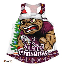 Queensland Maroons Women Racerback Singlet Merry Christmas Game Day Knit Style Team Edition