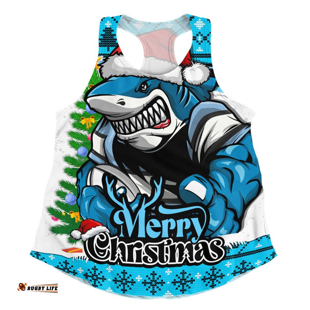 Cronulla-Sutherland Sharks Women Racerback Singlet Merry Christmas Game Day Knit Style Team Edition