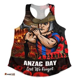 Newcastle Knights Women Racerback Singlet Anzac Day Rising Dawn Ceremony Lest We Forget Courage