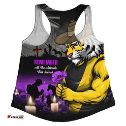 Richmond Women Racerback Singlet Anzac Day In Memory Of Animals That Served