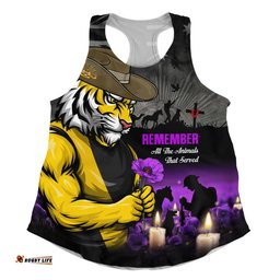 Richmond Women Racerback Singlet Anzac Day In Memory Of Animals That Served