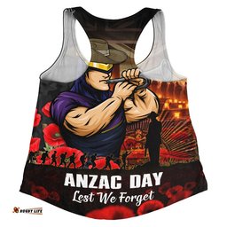 Melbourne Storm Women Racerback Singlet Anzac Day Rising Dawn Ceremony Lest We Forget Courage