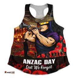 Melbourne Storm Women Racerback Singlet Anzac Day Rising Dawn Ceremony Lest We Forget Courage