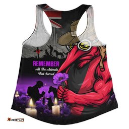 Essendon Women Racerback Singlet Anzac Day In Memory Of Animals That Served