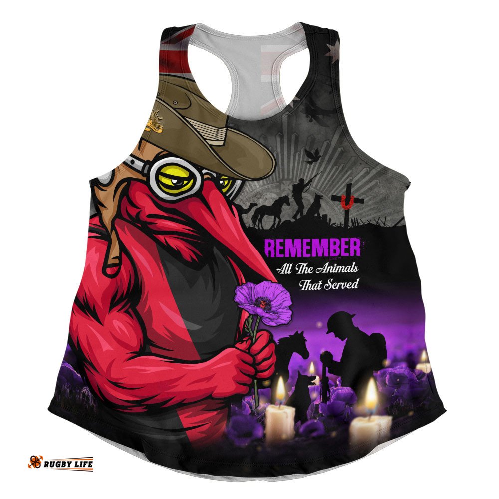 Essendon Women Racerback Singlet Anzac Day In Memory Of Animals That Served
