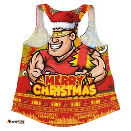 Gold Coast SUNS Women Racerback Singlet Festive Holiday Merry Christmas Vibe