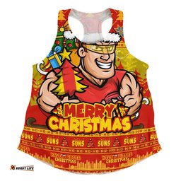 Gold Coast SUNS Women Racerback Singlet Festive Holiday Merry Christmas Vibe