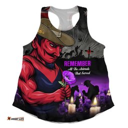 Melbourne Women Racerback Singlet Anzac Day In Memory Of Animals That Served