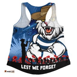 Geelong Cats Women Racerback Singlet ANZAC Inspired Football Fan Memorial Design