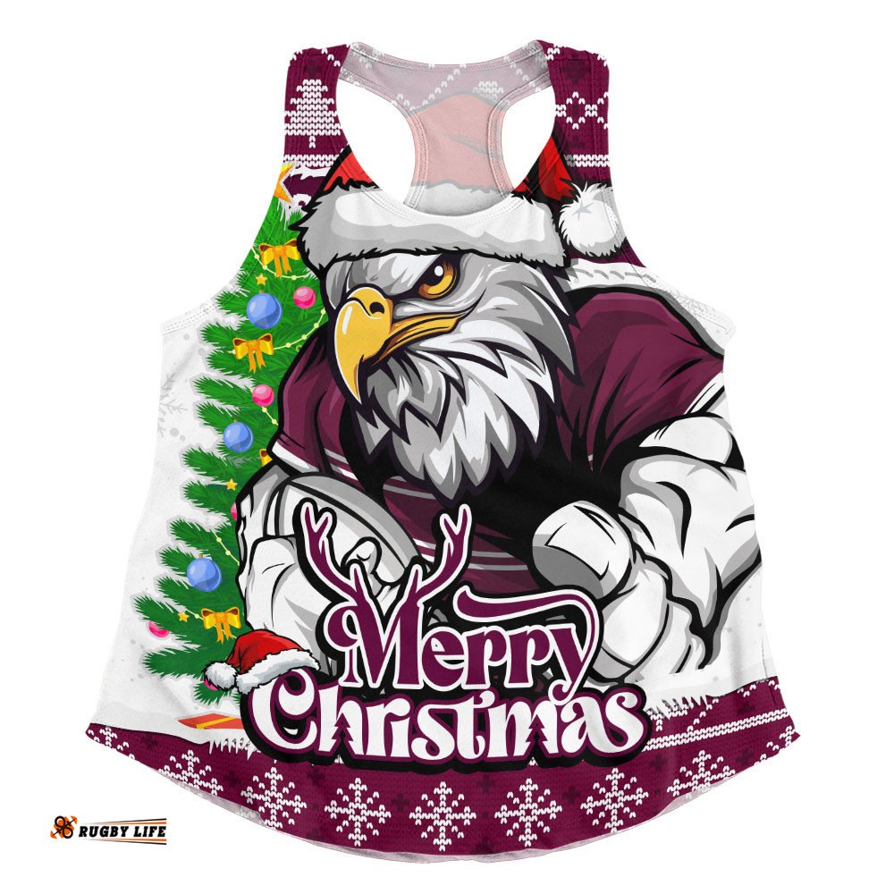 Manly Warringah Sea Eagles Women Racerback Singlet Merry Christmas Game Day Knit Style Team Edition