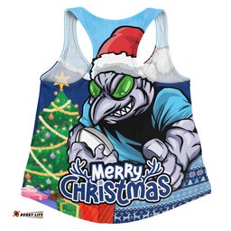 New South Wales Blues Women Racerback Singlet Santa Scoring Touchdown On Christmas Game Day