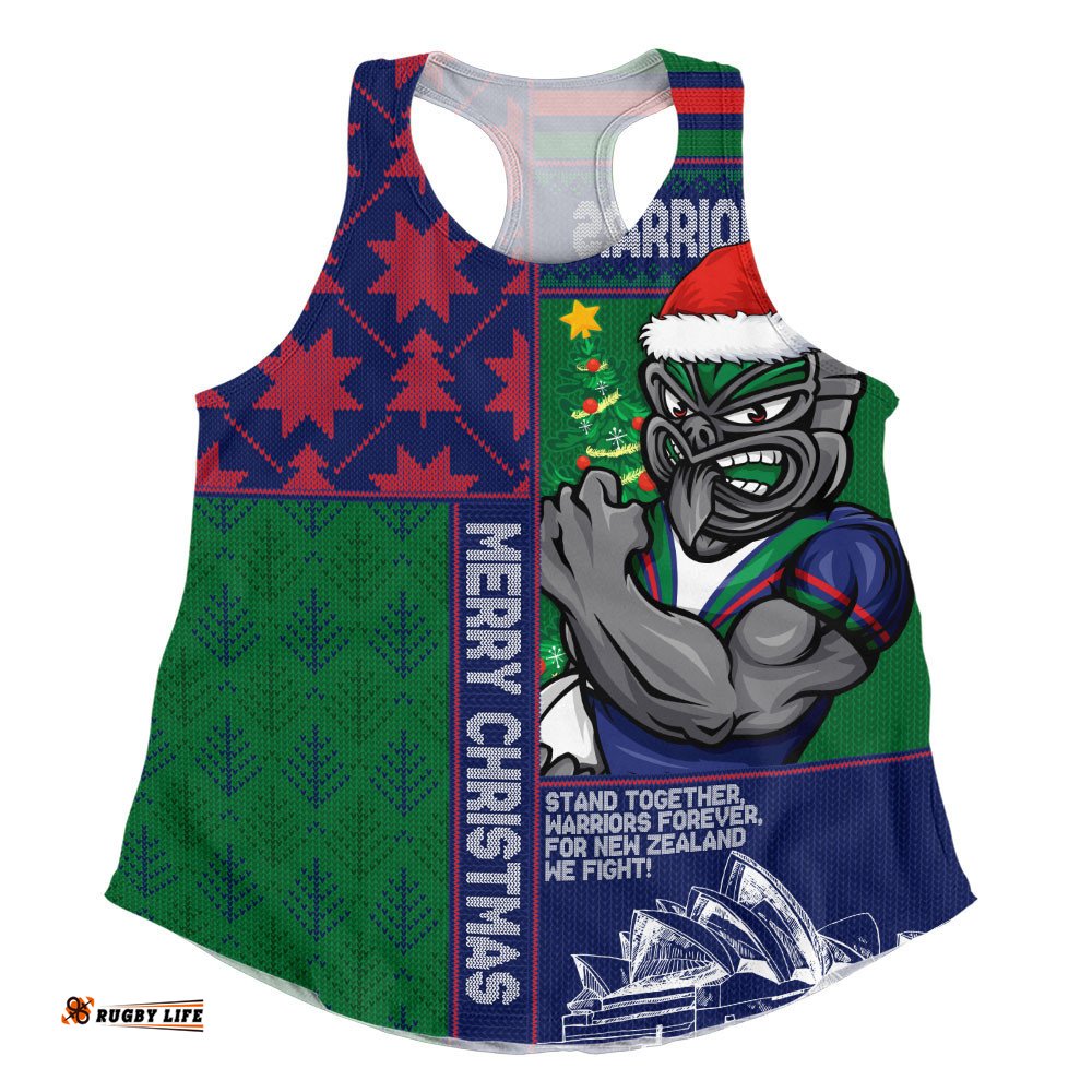 New Zealand Warriors Women Racerback Singlet Christmas Magic Knit Style Winter Glow