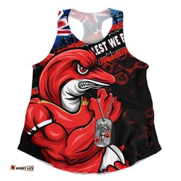 Redcliffe Dolphins Women Racerback Singlet Anzac Remembrance Of The Fallen