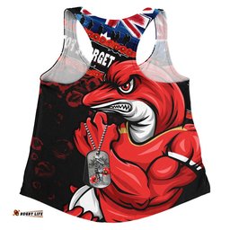 Redcliffe Dolphins Women Racerback Singlet Anzac Remembrance Of The Fallen