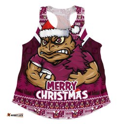 Queensland Maroons Women Racerback Singlet Merry Christmas Festive Spirit Edition
