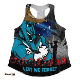 Port Adelaide Women Racerback Singlet ANZAC Inspired Football Fan Memorial Design
