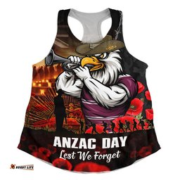 Manly Warringah Sea Eagles Women Racerback Singlet Anzac Day Rising Dawn Ceremony Lest We Forget Courage