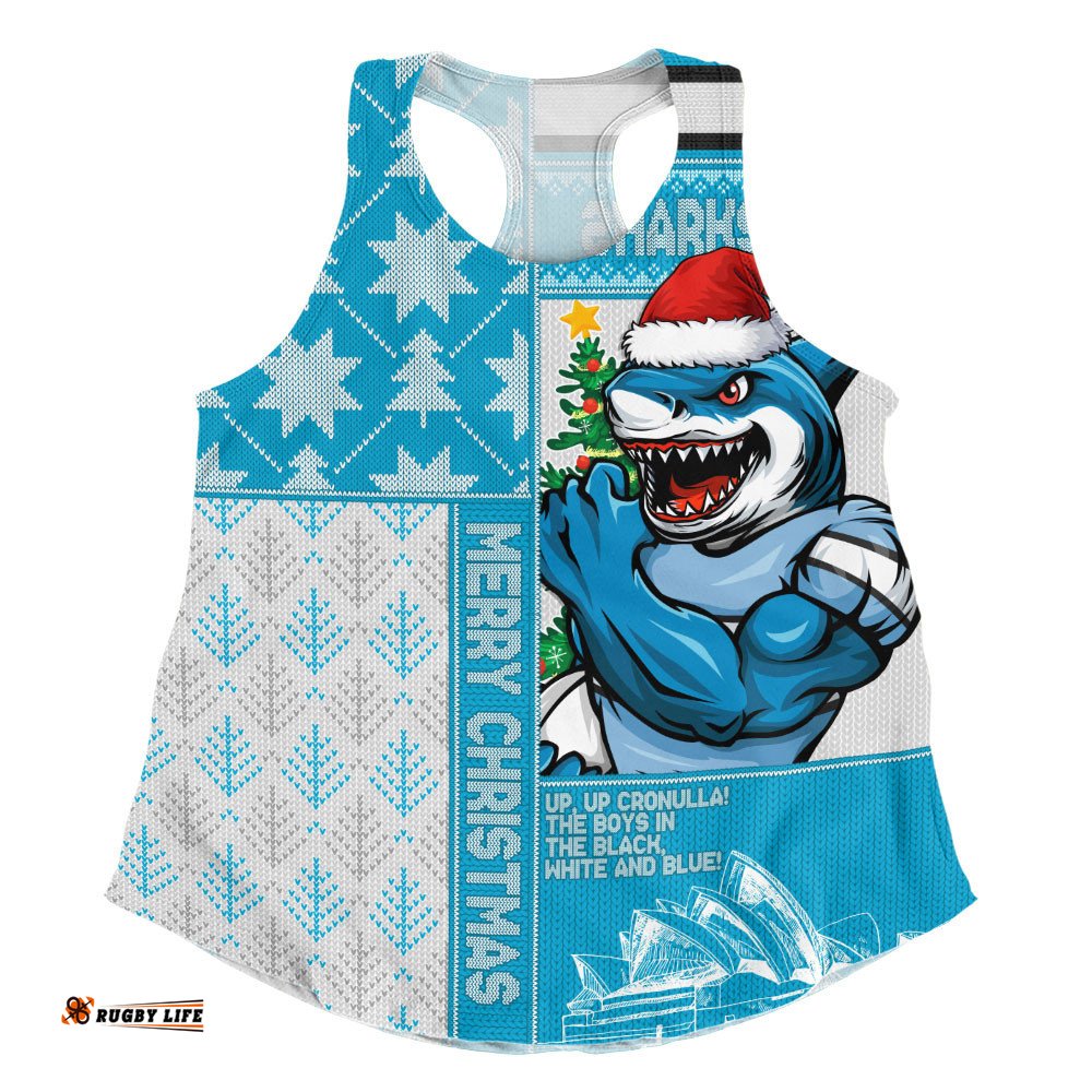 Cronulla-Sutherland Sharks Women Racerback Singlet Christmas Magic Knit Style Winter Glow