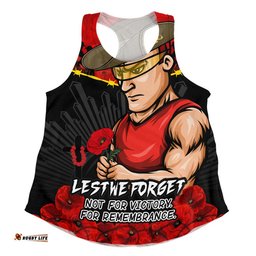 Gold Coast SUNS Women Racerback Singlet ANZAC Day Not For Victory For Remembrance