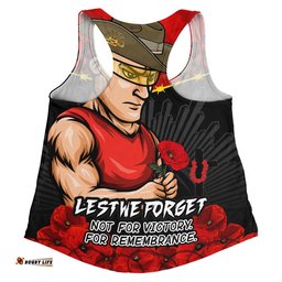 Gold Coast SUNS Women Racerback Singlet ANZAC Day Not For Victory For Remembrance