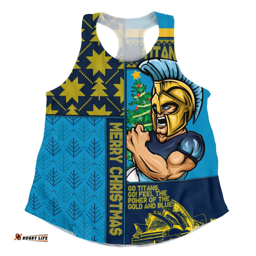 Gold Coast Titans Women Racerback Singlet Christmas Magic Knit Style Winter Glow
