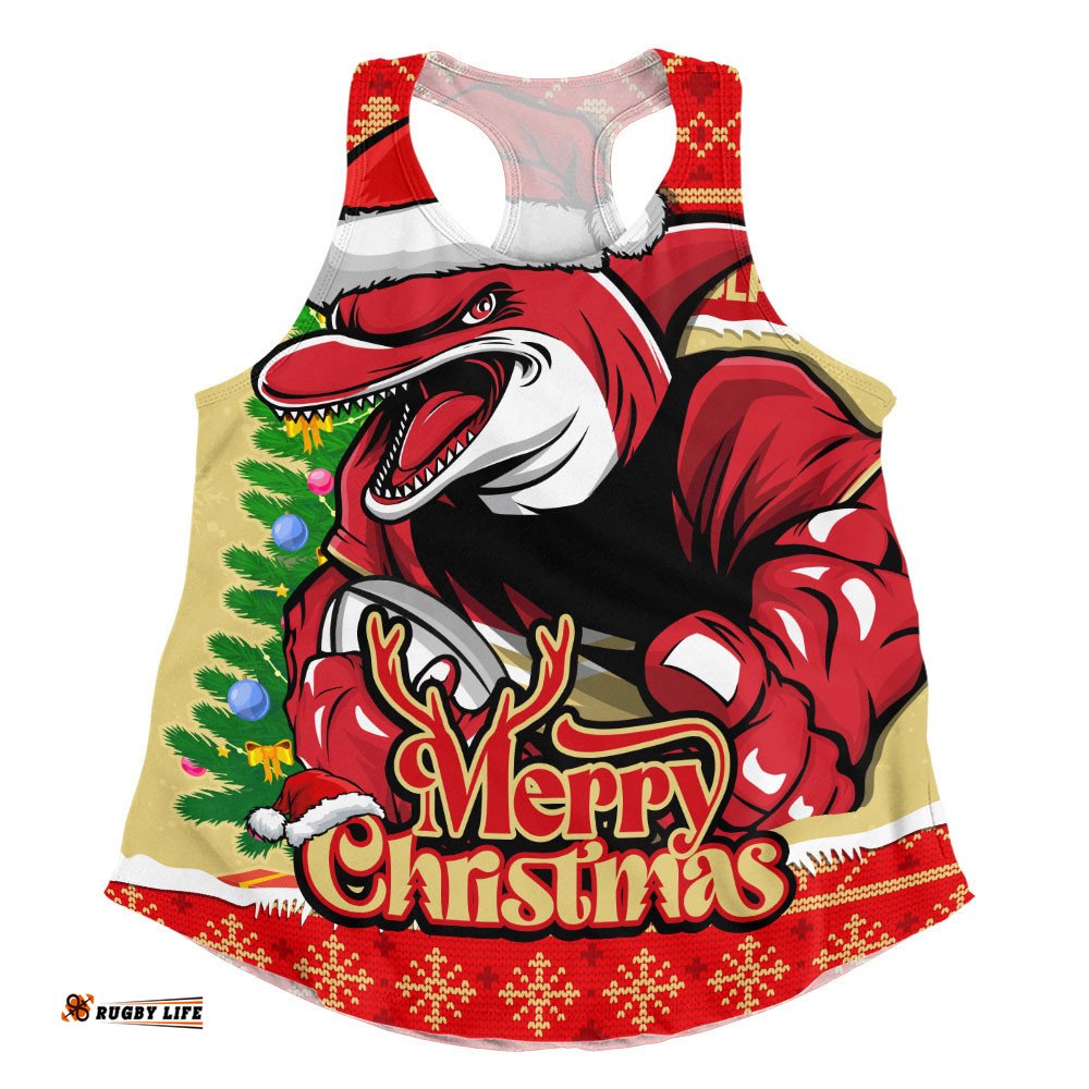 Redcliffe Dolphins Women Racerback Singlet Merry Christmas Game Day Knit Style Team Edition