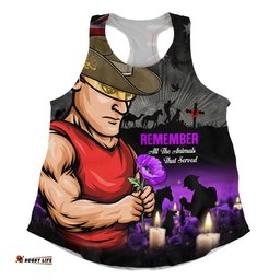 Gold Coast SUNS Women Racerback Singlet Anzac Day In Memory Of Animals That Served