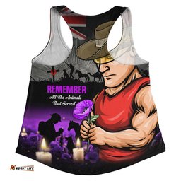 Gold Coast SUNS Women Racerback Singlet Anzac Day In Memory Of Animals That Served