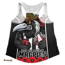 Collingwood Women Racerback Singlet Lest We Forget In Eternal Honor And Duty