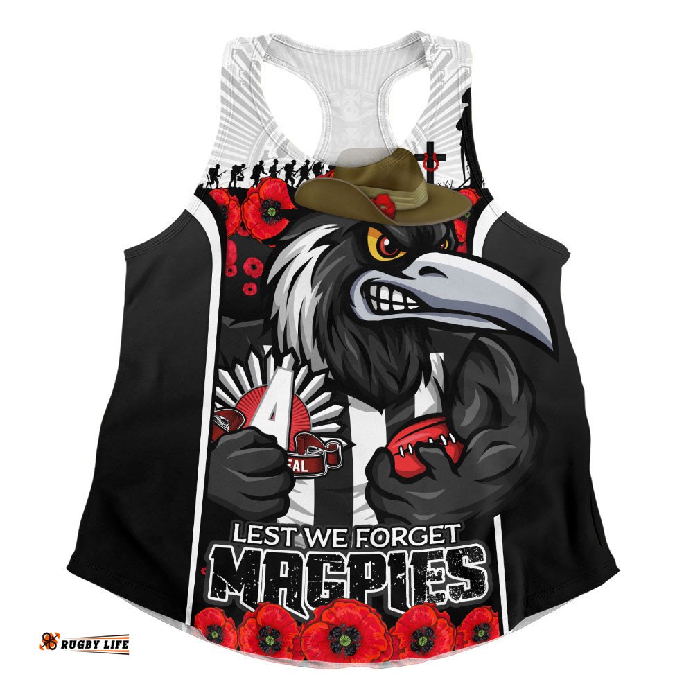 Collingwood Women Racerback Singlet Lest We Forget In Eternal Honor And Duty