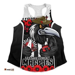 Collingwood Women Racerback Singlet Lest We Forget In Eternal Honor And Duty