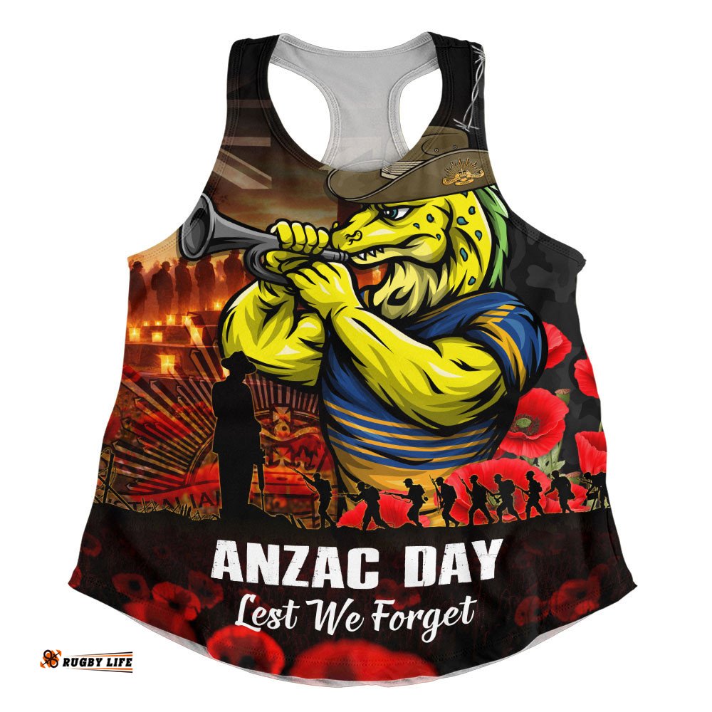 Parramatta Eels Women Racerback Singlet Anzac Day Rising Dawn Ceremony Lest We Forget Courage