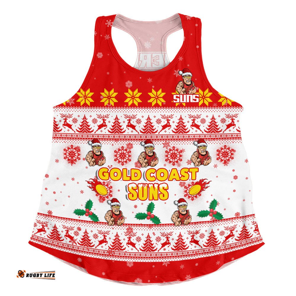 Gold Coast SUNS Women Racerback Singlet Special Ugly Christmas Holiday Footy Fans
