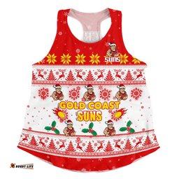 Gold Coast SUNS Women Racerback Singlet Special Ugly Christmas Holiday Footy Fans