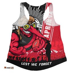 Essendon Women Racerback Singlet Anzac Day Lest We Forget Memorial