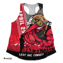 Essendon Women Racerback Singlet Anzac Day Lest We Forget Memorial