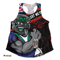 New Zealand Warriors Women Racerback Singlet Anzac Remembrance Of The Fallen