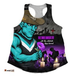 Port Adelaide Women Racerback Singlet Anzac Day In Memory Of Animals That Served