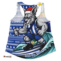 North Melbourne Women Racerback Singlet Christmas Holiday Santa Rides The Waves