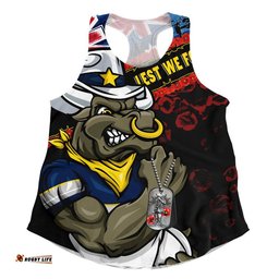 North Queensland Cowboys Women Racerback Singlet Anzac Remembrance Of The Fallen