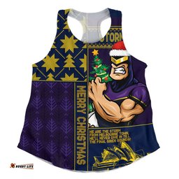 Melbourne Storm Women Racerback Singlet Christmas Magic Knit Style Winter Glow