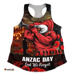 Redcliffe Dolphins Women Racerback Singlet Anzac Day Rising Dawn Ceremony Lest We Forget Courage