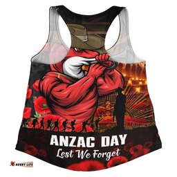Redcliffe Dolphins Women Racerback Singlet Anzac Day Rising Dawn Ceremony Lest We Forget Courage