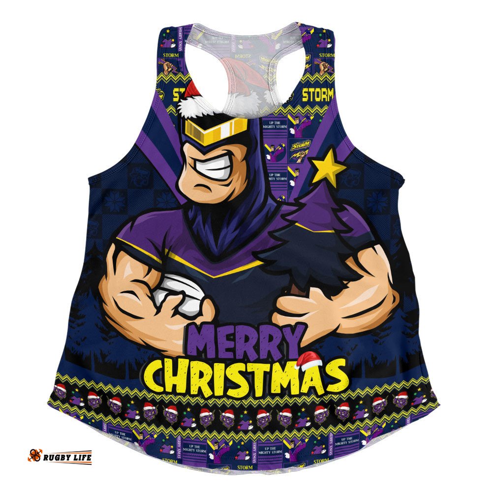 Melbourne Storm Women Racerback Singlet Merry Christmas Festive Spirit Edition